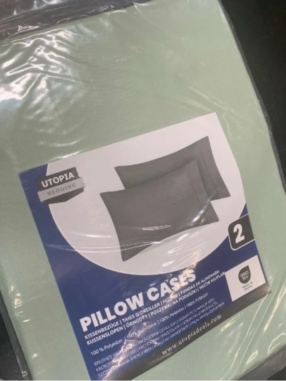 Set of Soft Brushed Microfiber Pillowcases QUEEN 30x20” SAGE GREEN
